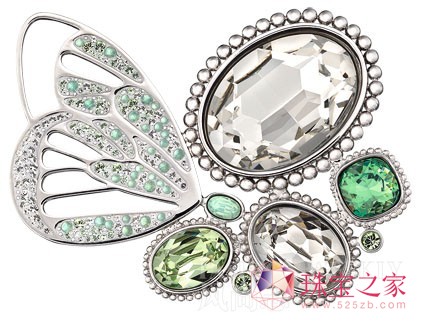 蝴蝶與花胸針Swarovski