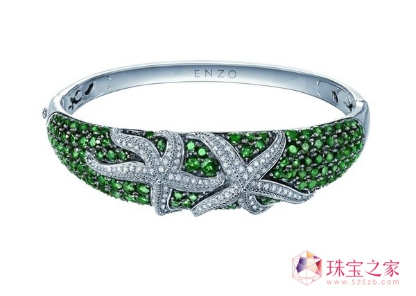 綠碧璽鉆石18K金手鐲 