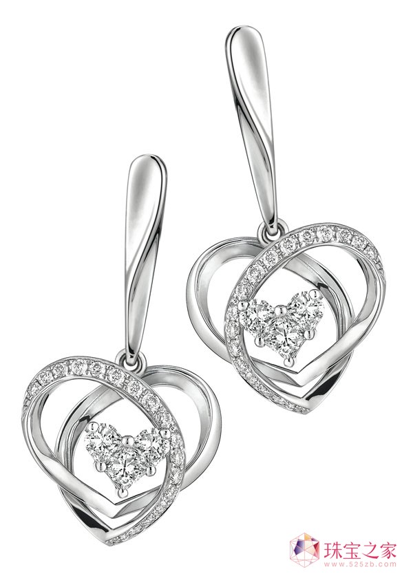 18K金「亮聚」系列心形鉆石耳環,鉆石重約0.28CT