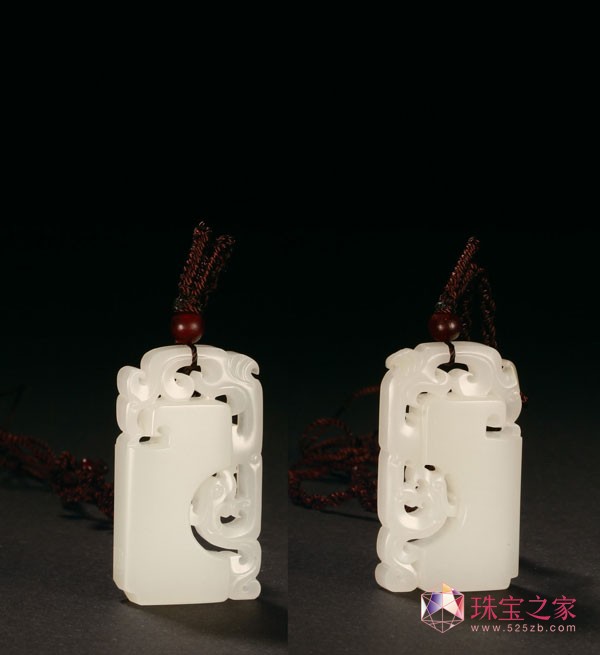 7145蔣喜和田玉籽料龍鳳對牌4.4 × 2.5 × 1.0cm成交價：120,000.00