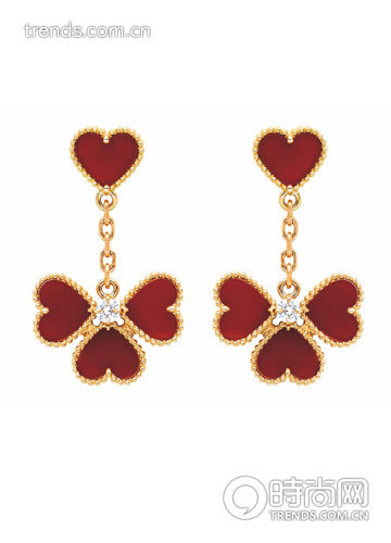 Van Cleef & Arpels 18K 黃金鑲紅玉髓耳環(huán)