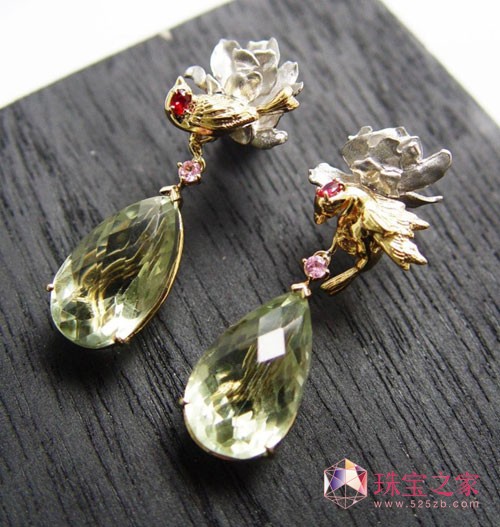 水鳳凰高級(jí)珠寶：“深情永恒”花鳥系列 耳環(huán)