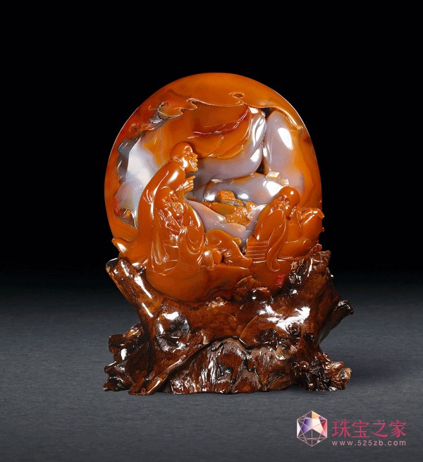 北京博觀當代玉雕精品無底價拍賣：市場反應(yīng)平和理性中國玉雕大師王磊作品瑪瑙說經(jīng)論道擺件成交價61600元