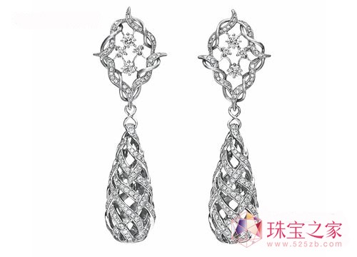 謝瑞麟凝露系列18K 白金鑲鉆耳環