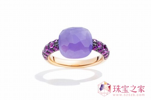 Capri系列玫瑰金鑲染色紫玉和紫晶戒指