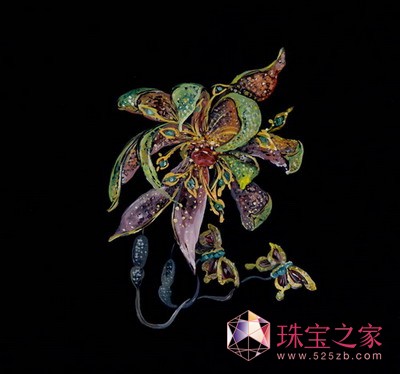 Wallace Chan《巴黎古董雙年展》珠寶藝術作品《唐朝的花》胸針