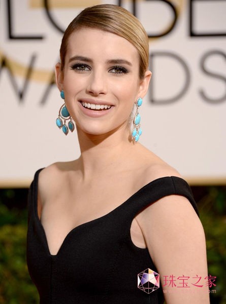 艾瑪·羅伯茨（Emma Roberts）綠松石吊燈耳環