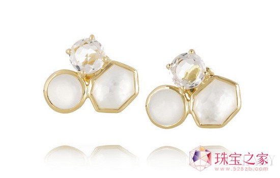 Ippolita Rock Candy 18K 黃金石英月長石耳釘