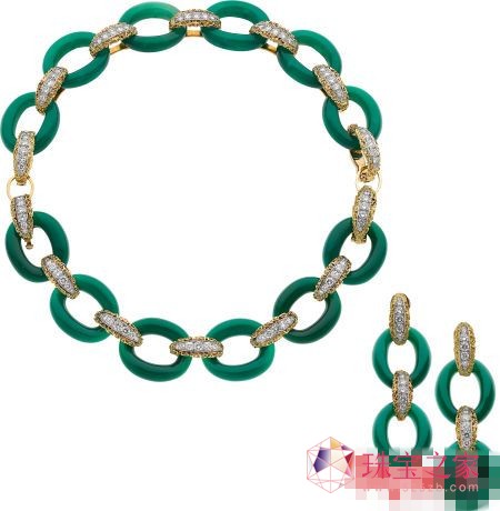 梵克雅寶（Van Cleef&Arpels），黃金首飾套件，翡翠，鉆石，鉑金，估價(jià)15,000-20,000美元。