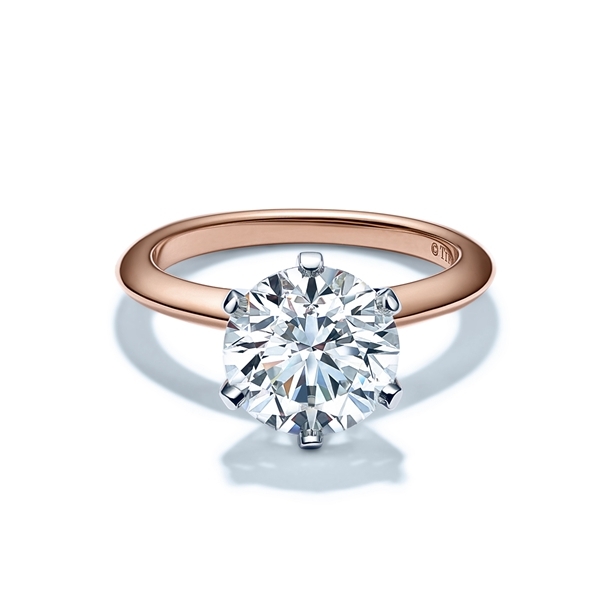 全新The Tiffany® Setting蒂芙尼六爪鑲嵌玫瑰金鉆戒